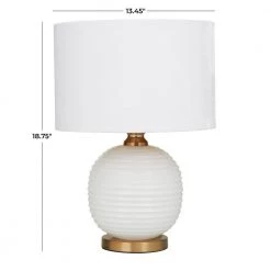19 in. White Glass Modern Accent Lamp by Litton Lane -Litton Lane Sales white litton lane table lamps 042682 76 1000