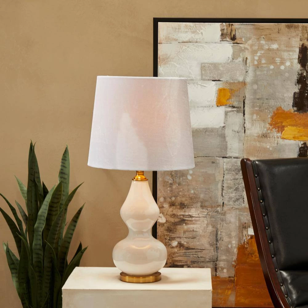 29 in. White Glass Modern Accent Lamp by Litton Lane 9 29 in. White Glass Modern Accent Lamp by Litton Lane - Image 7