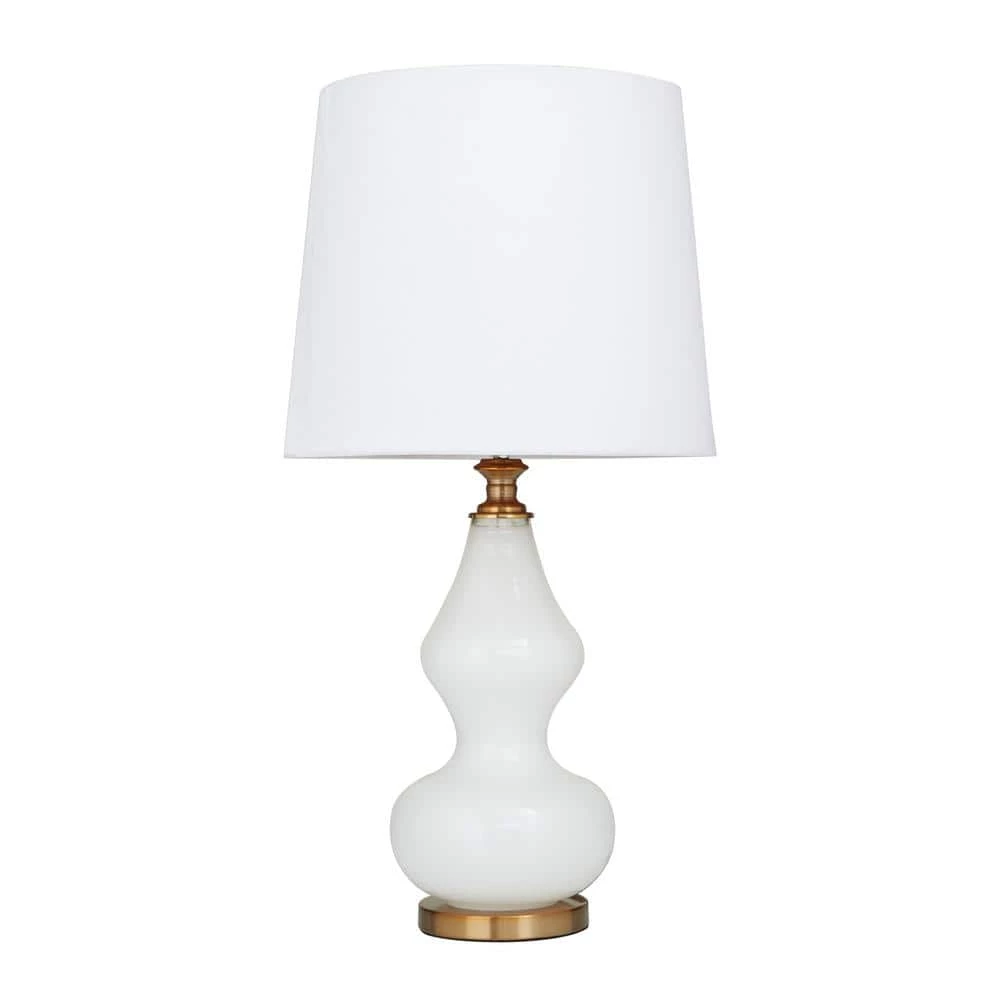 29 in. White Glass Modern Accent Lamp by Litton Lane 3 29 in. White Glass Modern Accent Lamp by Litton Lane