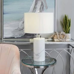 26 in. White Modern Marble Table Lamp by Litton Lane -Litton Lane Sales white litton lane table lamps 042818 31 1000