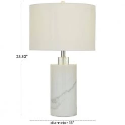 26 in. White Modern Marble Table Lamp by Litton Lane -Litton Lane Sales white litton lane table lamps 042818 c3 1000