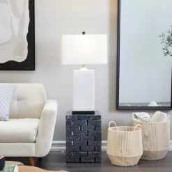 31 in. White Ceramic Modern Table Lamp by Litton Lane 15 31 in. White Ceramic Modern Table Lamp by Litton Lane -Litton Lane Sales white litton lane table lamps 042826 31 1000