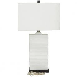31 in. White Ceramic Modern Table Lamp by Litton Lane 13 31 in. White Ceramic Modern Table Lamp by Litton Lane -Litton Lane Sales white litton lane table lamps 042826 66 1000