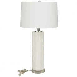 30 in. White Modern Stoneware Table Lamp by Litton Lane