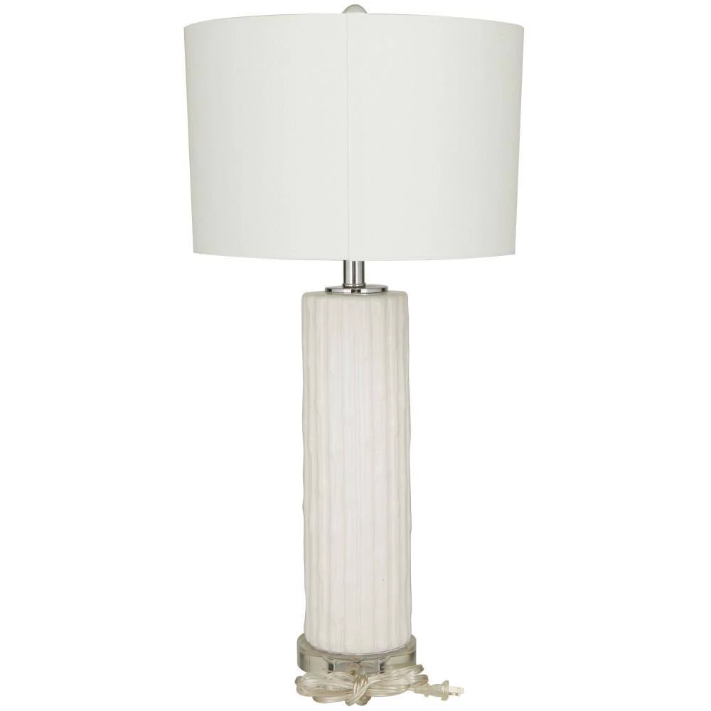 30 in. White Modern Stoneware Table Lamp by Litton Lane 5 30 in. White Modern Stoneware Table Lamp by Litton Lane - Image 3