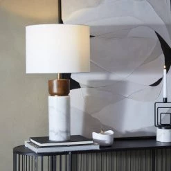 25 in. White Marble Modern Table Lamp by Litton Lane -Litton Lane Sales white litton lane table lamps 043091 31 1000
