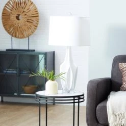 31 in. Beige Coastal Polystone Table Lamp (Set of 2) by Litton Lane -Litton Lane Sales white litton lane table lamps 33255 31 1000