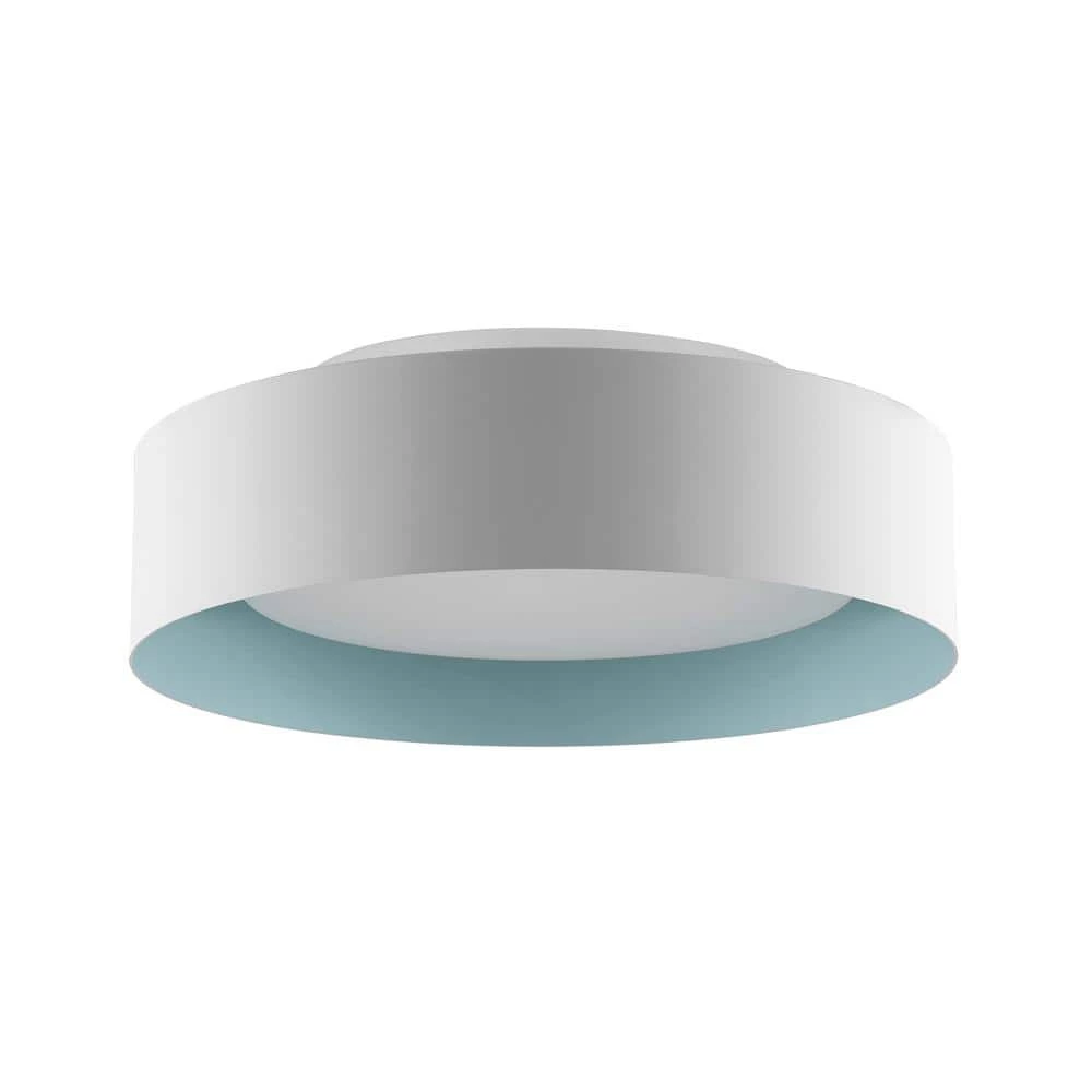 Lynch 15.75 in. 3-Light White and Powder Blue Flush Mount Ceiling Fixture by Bromi Design 3 Lynch 15.75 in. 3-Light White and Powder Blue Flush Mount Ceiling Fixture by Bromi Design