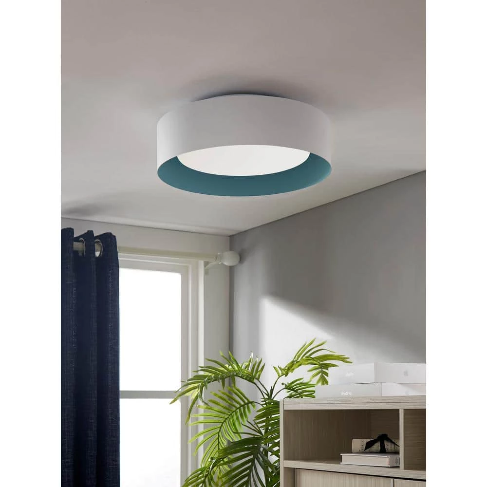 Lynch 15.75 in. 3-Light White and Powder Blue Flush Mount Ceiling Fixture by Bromi Design 4 Lynch 15.75 in. 3-Light White and Powder Blue Flush Mount Ceiling Fixture by Bromi Design - Image 2